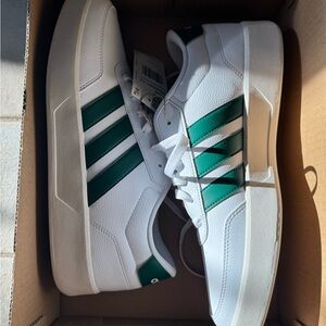 Adidas White Sneakers with Green Accents